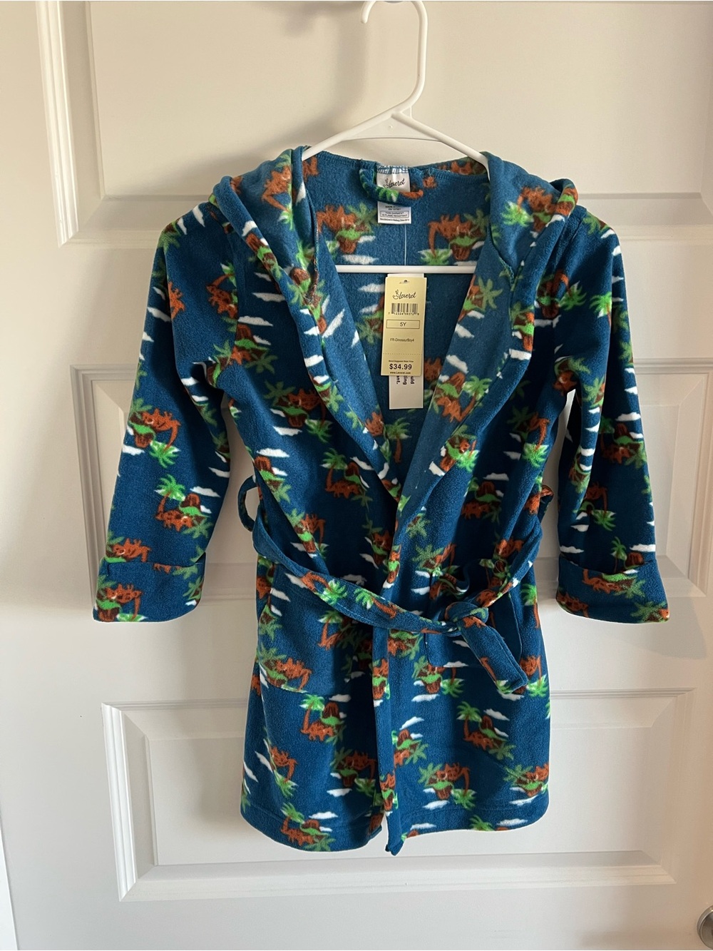 Leveret dinosaur fleece bathrobe